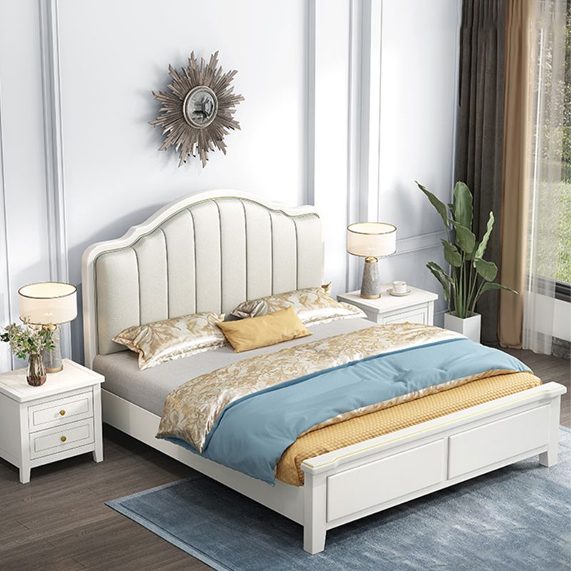 Glam wood Standard Bed Faux Leather Bed Frame with Headboard