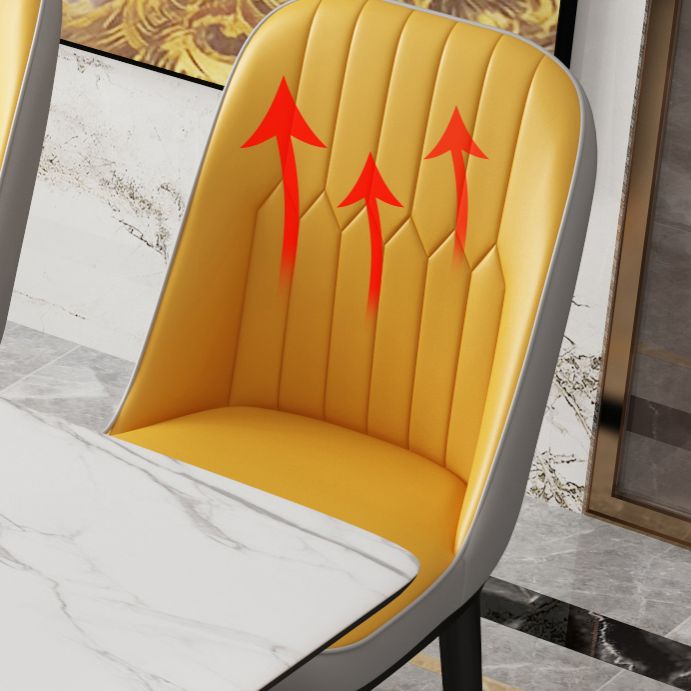 Mesa de comedor moderna Juego de comedor de piedra sinterizada blanca escalable con 4 patas Base