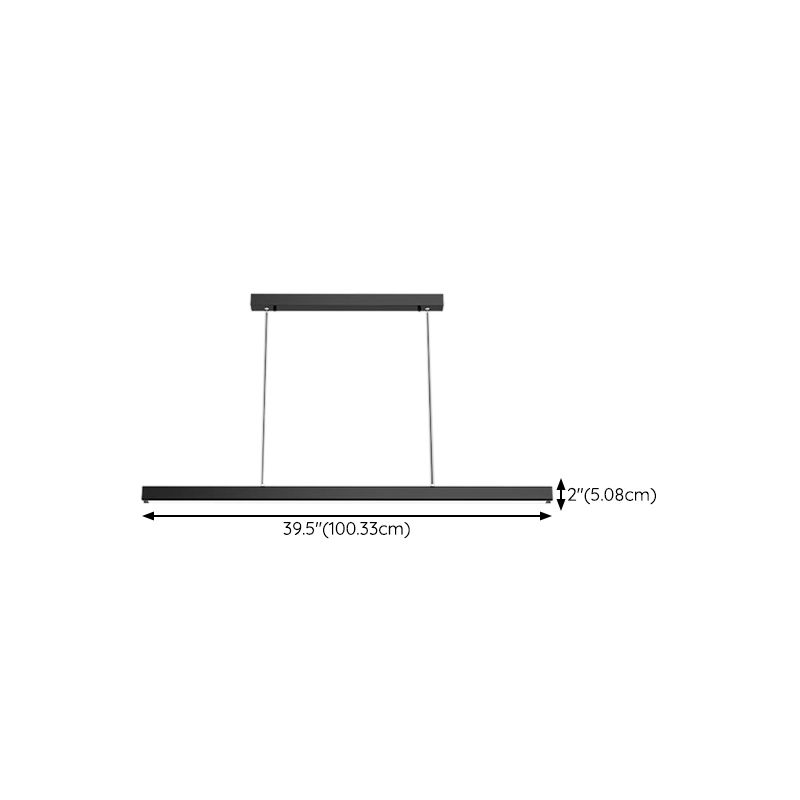 Modern Line Shape Chandelier Lighting Fixtures Metal Hanging Lamp Kit in Black
