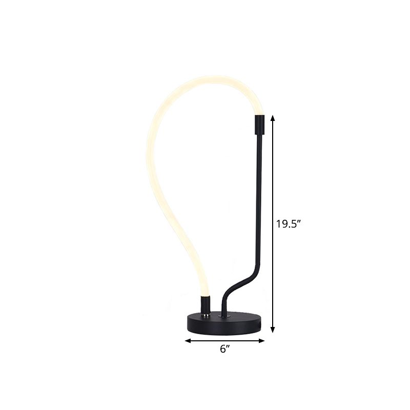 LED Bedside Desk Lighting Modernist Black Nightstand Light with Gooseneck Plastic Shade
