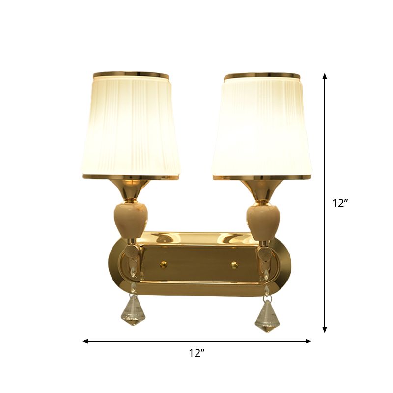 1-Head Bell Wall Sconce Lighting with Glass Shade Modernist Living Room Gold Wall Mount Light