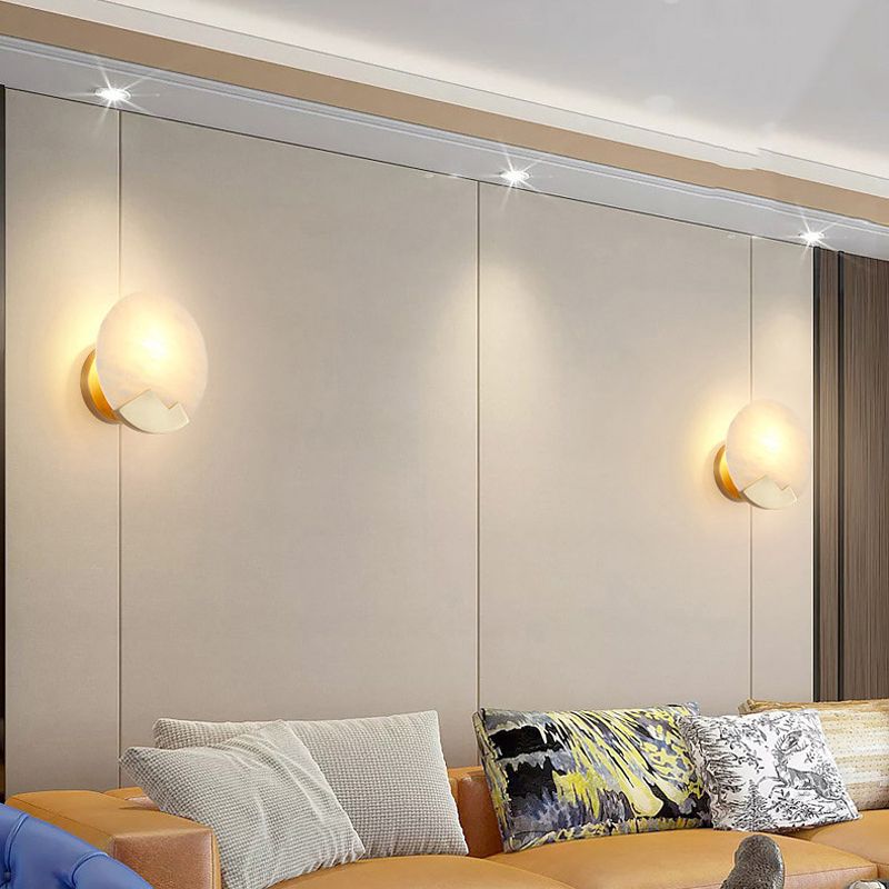 Contemporary Wall Sconce Circle Stone Sconce Lighting for Bedroom
