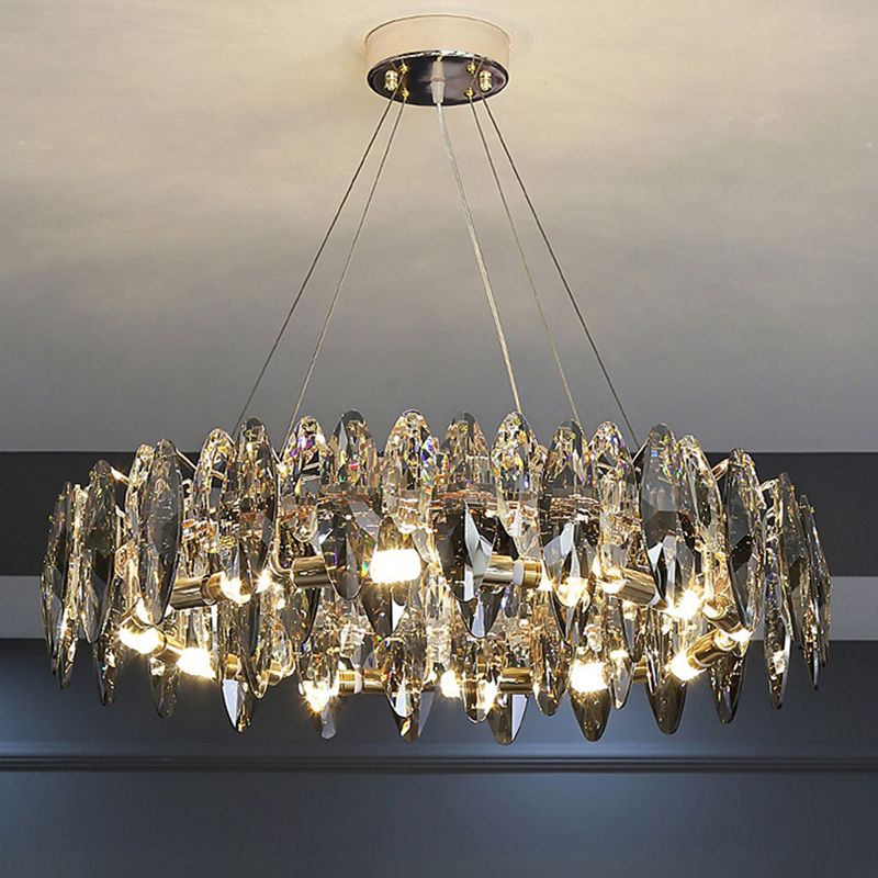 Modern Style Wheel Shape Pendant Chandeliers Crystal Chandelier Lights in Grey