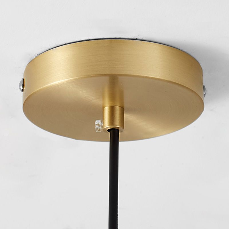 Cylindrical Bedroom Pendant Light Kit Metal Simple Hanging Ceiling Light in Black-Gold