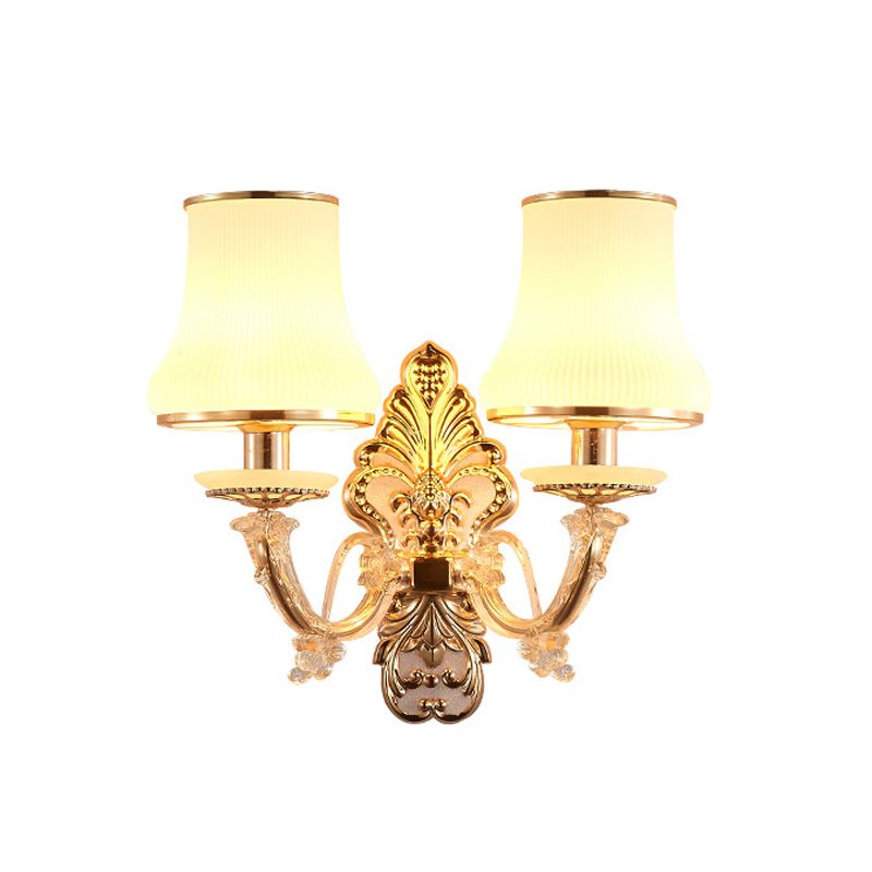 Modernist Wall Sconce Glass Wall Light Fixture in Gold for Living Room