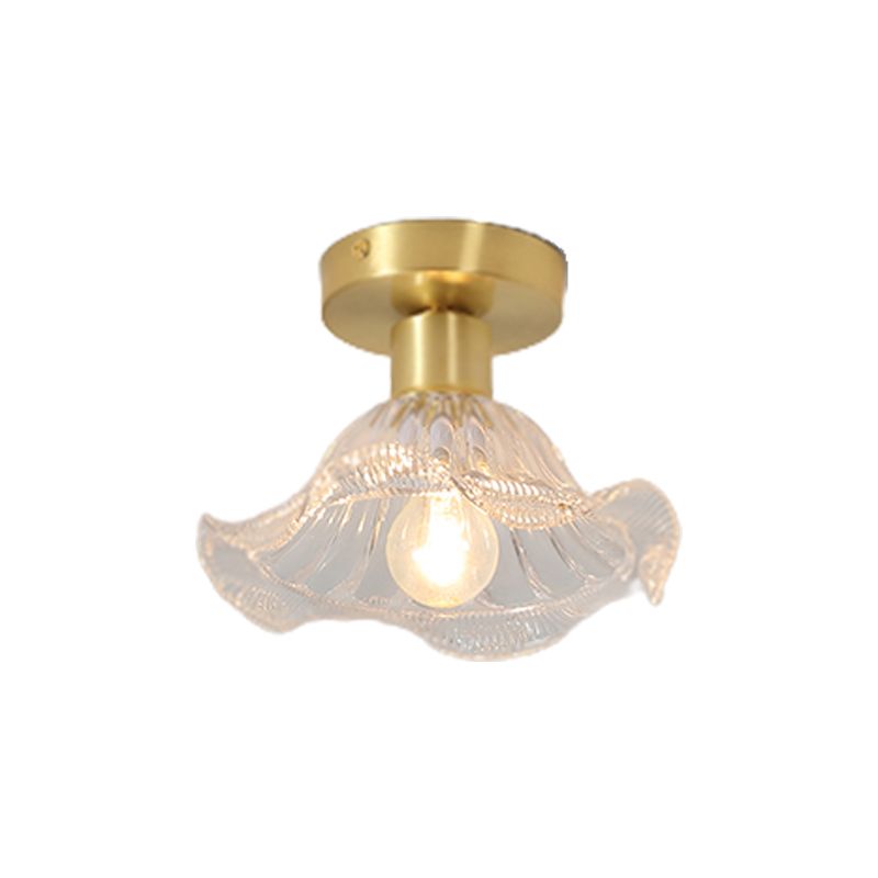 Modern Metal Ceiling Light Geometric Shape Flush Mount with Glass Shade for Living Room