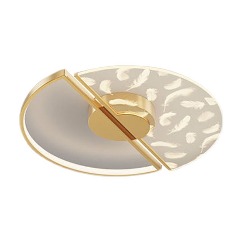 Round Metal Shade Flush Ceiling Light Modern Style 2 Lights Flush Mount Fixture