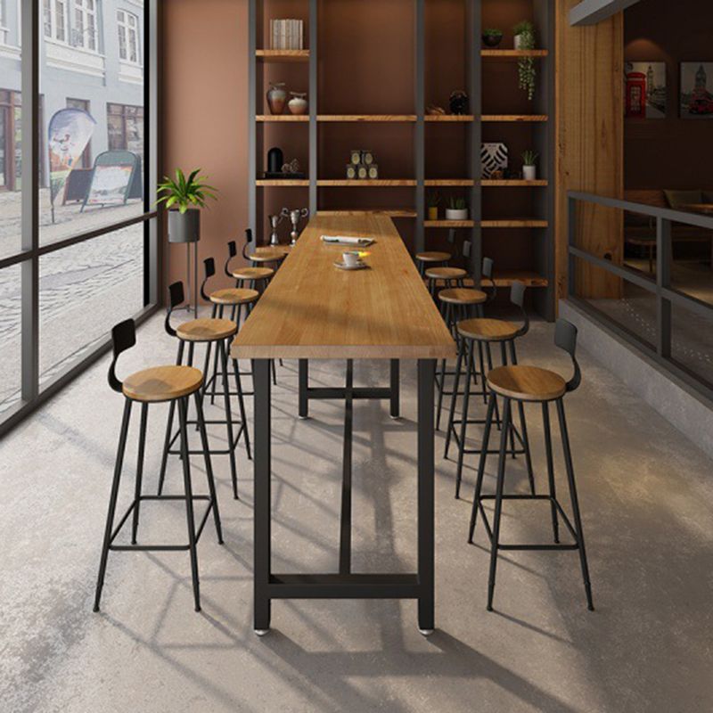 Modern 1/11 Pieces Bar Table Set Rectangle Wood Counter Table with High Stools