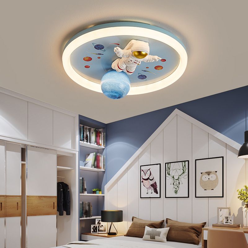 Modern Ceiling Lamp Colorful LED Flush Mount Light Fixture with Acrylic Shade for Bedroom