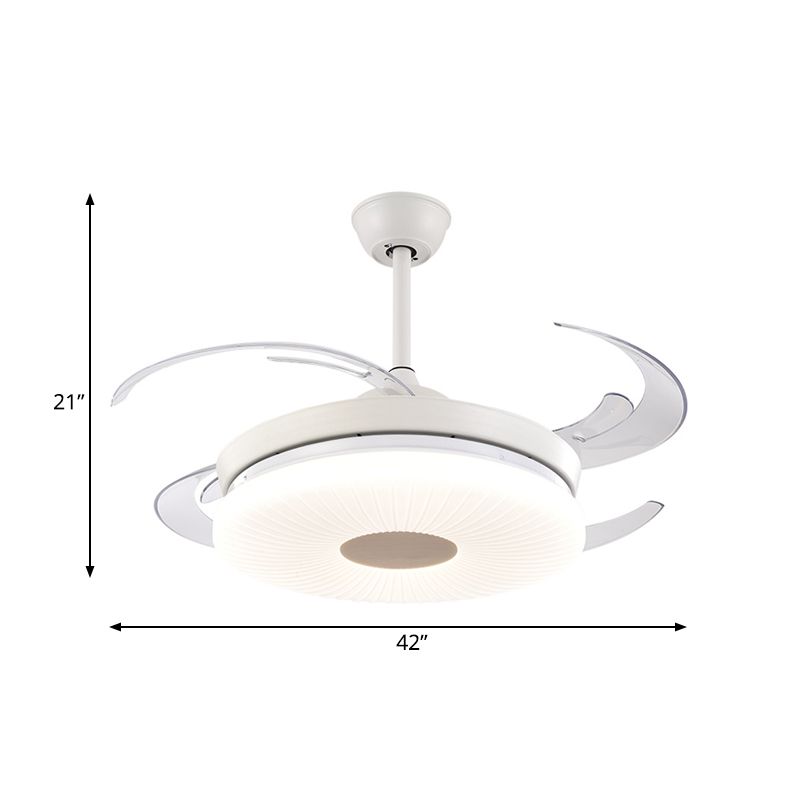 Minimalistische ronde ventilatorverlichting LED 42 "Breedte metalen semi -spoelplafondlicht in wit voor restaurant, 8 heldere messen