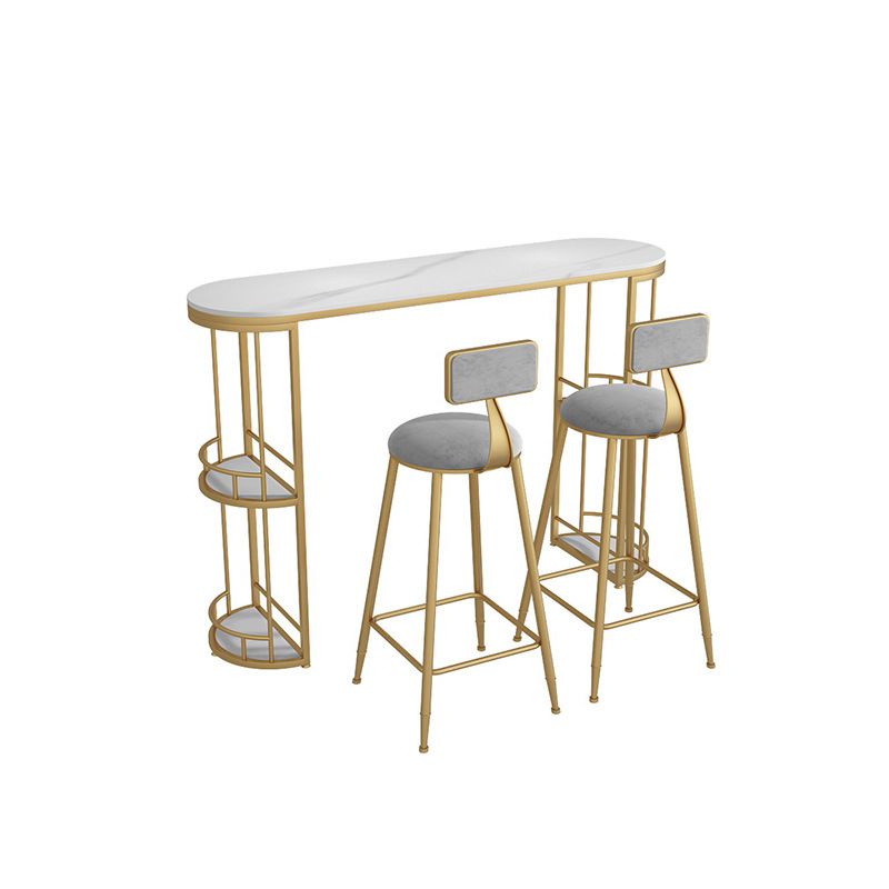 Industrial Metal Barstool Faux Leather Fabric Counter Stool with Gold Legs