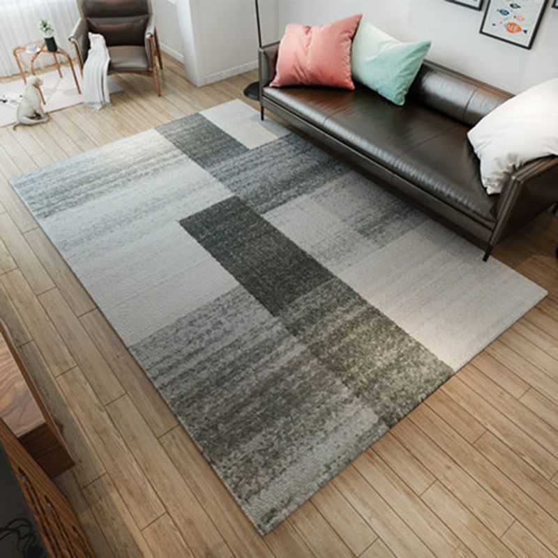 Modern Geometry Colorblock Rug Multi-Color Polyester Carpet Pet Friendly Anti-Slip Backing Washable Rug for Room