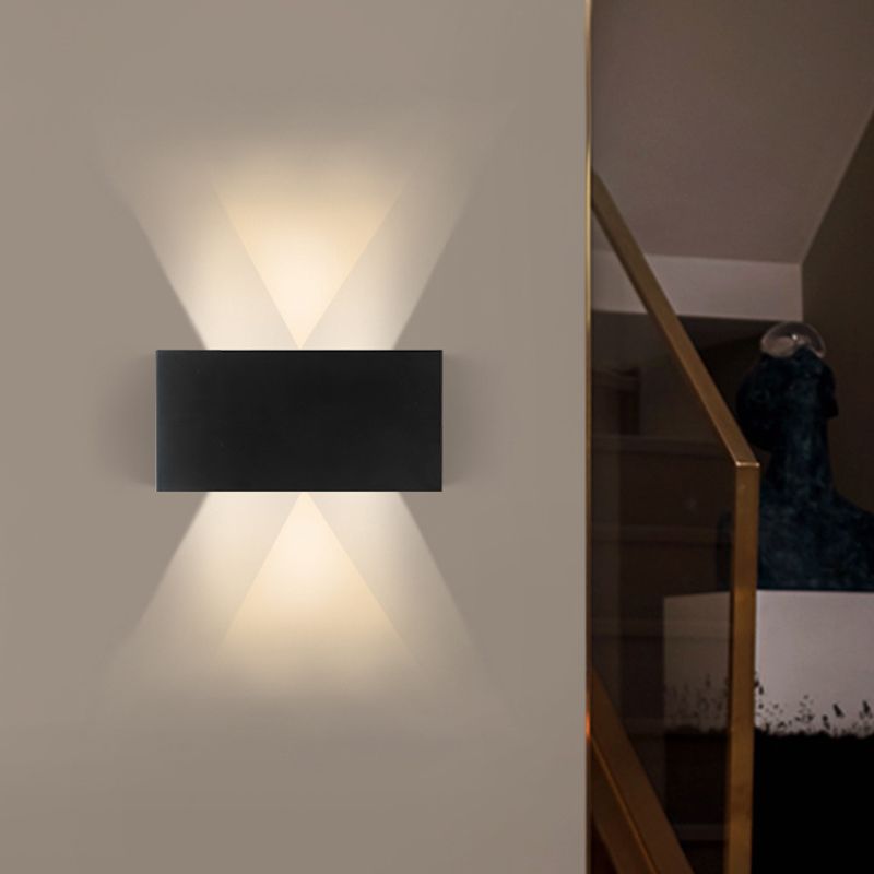 Black 4-Light LED Wall Lamp in Modern Simplicity Aluminium Rectangular Wall Light with Glass Shade
