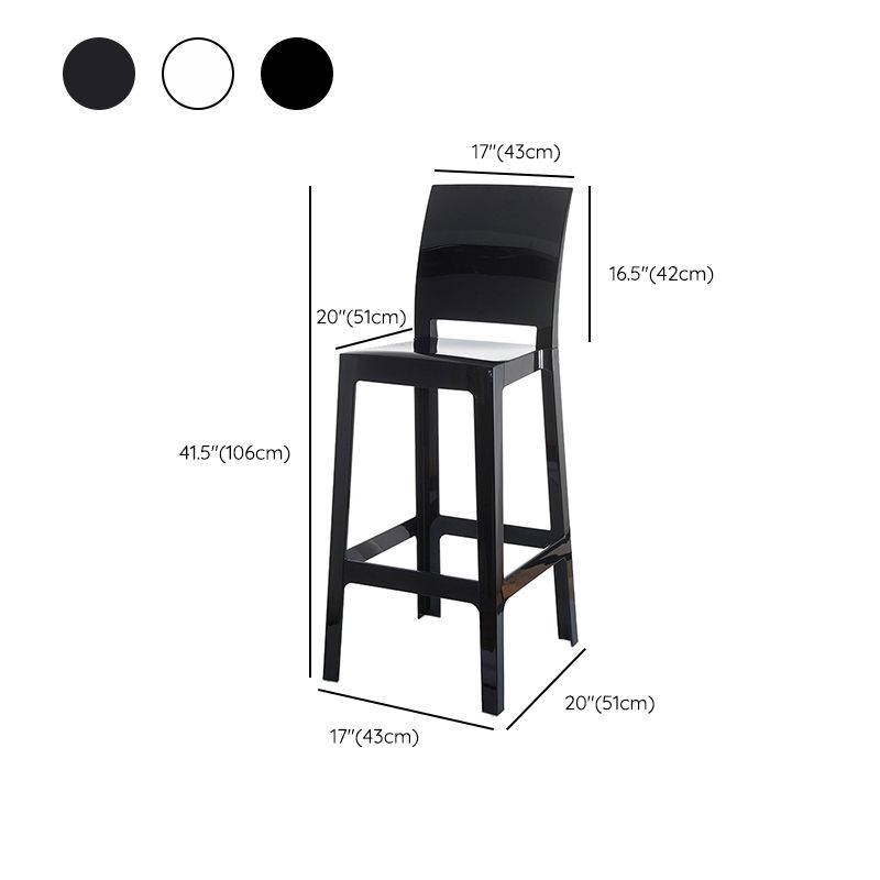 Industrial Style Plasticr Bar-stool Square Seat Counter Bar Stool with Plastic Legs