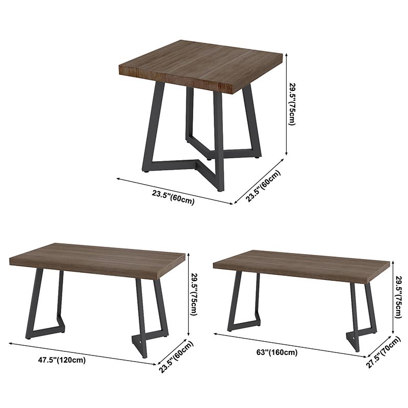 Cena de piedra sinterizada de estilo industrial mesa de cocina mesa marrón con marco negro