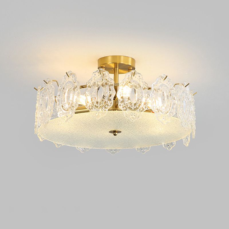 Contemporary Ceiling Lamp Household Glass Shade Flush Mount Light Fixture