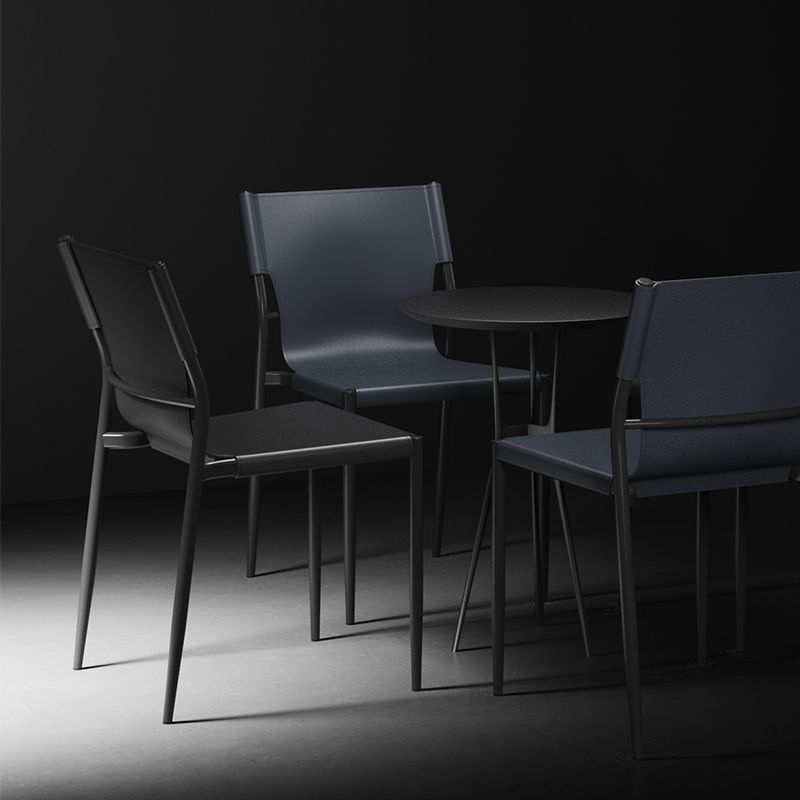 Sillas sin brazos de comedor de metal contemporáneo, sillas de comedor de cuero para restaurante