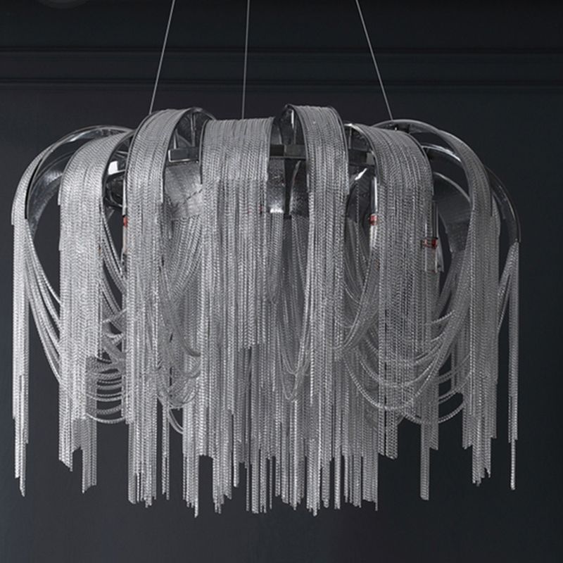 Stream Living Room Pendant Lighting Fixture Metal Nordic-Style Suspension Pendant Light in Silver