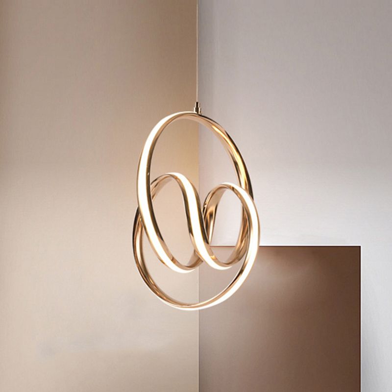 Twining Aluminum LED Pendant Lighting Simplicity Rose Gold Ceiling Suspension Lamp in Warm/White Light