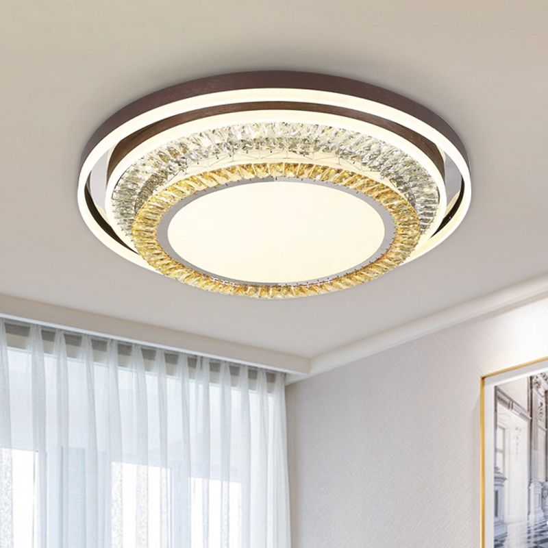Runde Wohnzimmer-Unterputzleuchte mit Kristallblock-LED-Modernismus-Unterputzleuchte in Braun