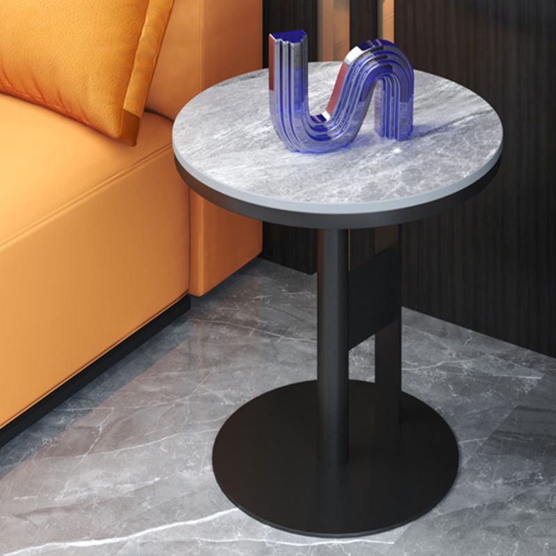Modern Round Corner Table Slate Pedestal Side Table for Living Room