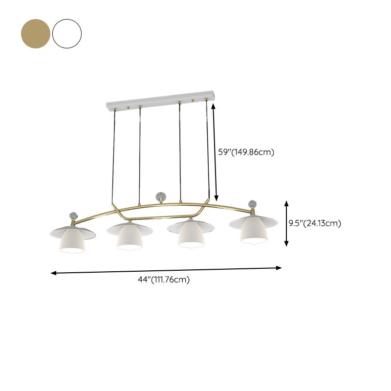 Modern Metal Pendant Light Dome Shape Island Light with Glass Shade for Living Room