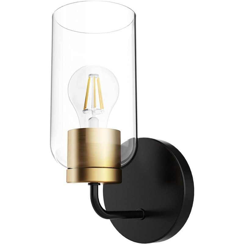 Cylinder Shade 1 / 2 - Light Bathroom Vanity Lighting in Black and Gold Bath Sconce
