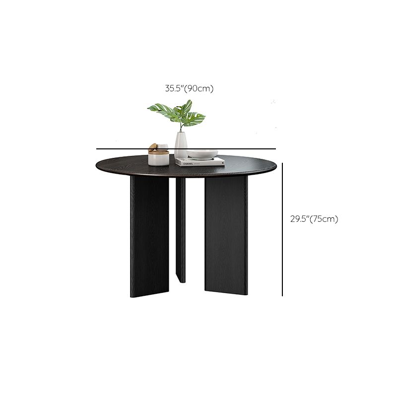 Modern Style Round Dining Table Solid Wood Dining Table in Black