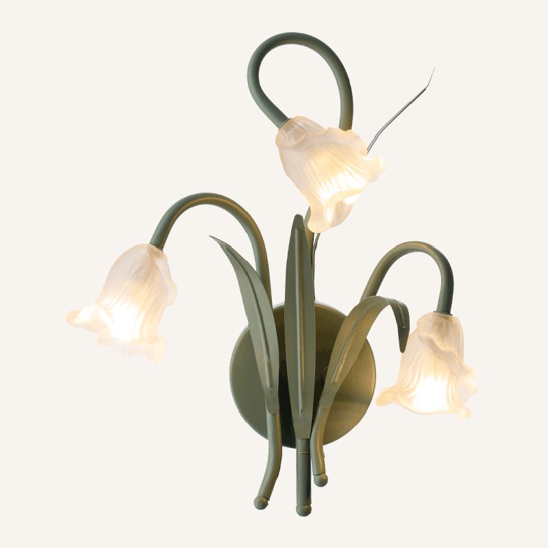 Modern Style Wall Mount Lamp Flower Shape with Glass Shade for Bedroom