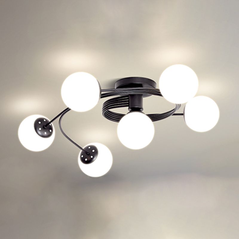 Lámpara de techo de montaje de montura de vidrio simplicidad redonda de semi rascilla luz de techo