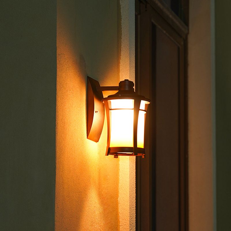 Half Cylinder Shape Glass Wall Lighting Industrial 1 Light Wall Mounted Light in Brown