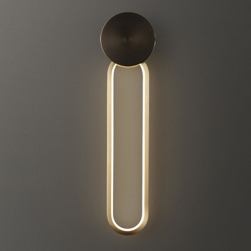 Minimalism LED Wall Sconce Oval Sconce Lighting with Brass for Bedroom