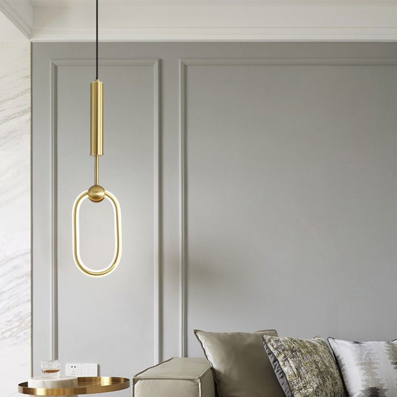 Gouden cirkelvormige led hanglamp in moderne eenvoud smeedijzeren hangende lamp met siliconen schaduw