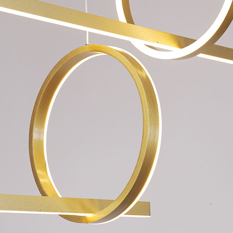 Modern Metal Island Light Geometric LED Island Pendant for Dining Room