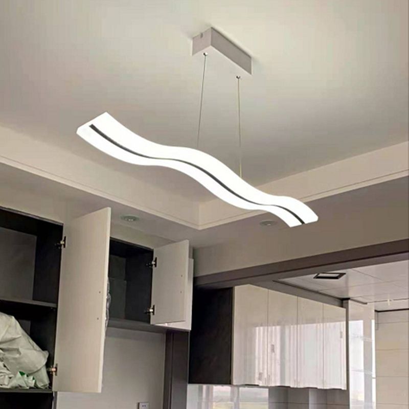 Acrylic White LED Island Light in Modern Concise Style Iron Waveform Pendant Light for Dining Room