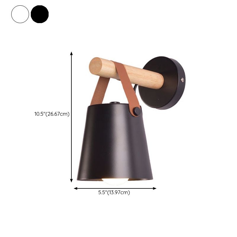 Modernist Wall Sconce Tapered Sconce Light with Metal and Wood for Bedroom