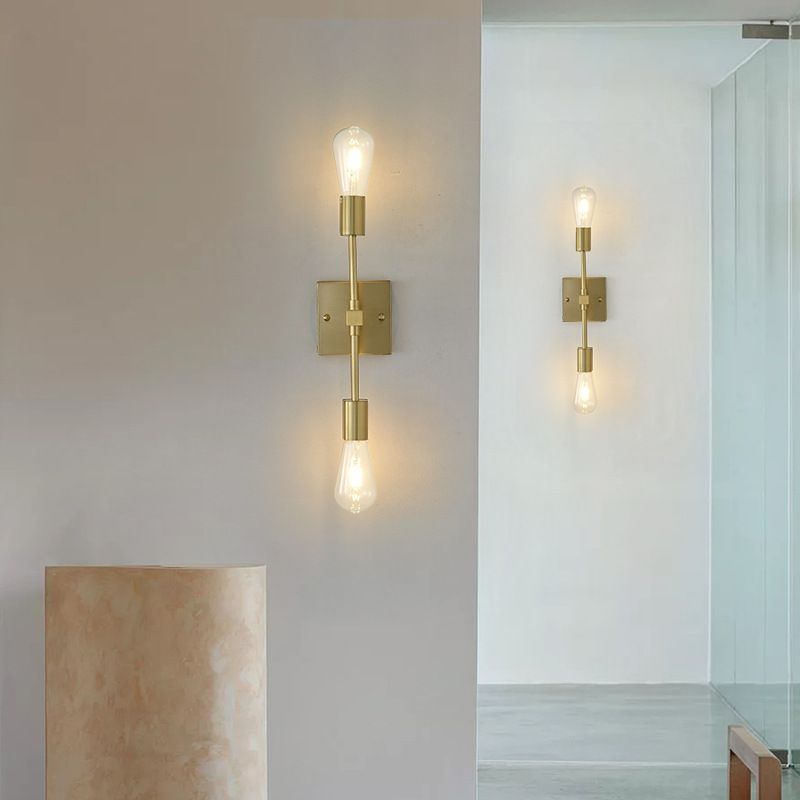 Nordic Style Metal Wall Light Minimalist 2 Lights Wall Sconce for Bedroom