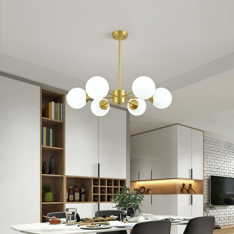 Lámpara de araña de bronce de lámpara de lámpara de lámpara de globo globe lámpara de araña de bronce múltiple con sombra