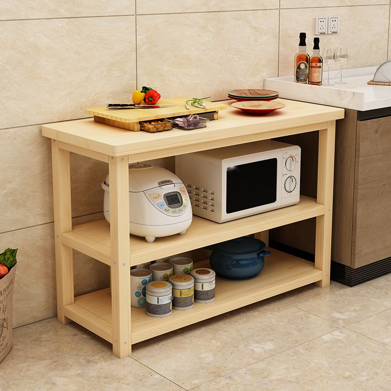 Modern Natural Finish Pine Wood Kitchen Island Table for Home