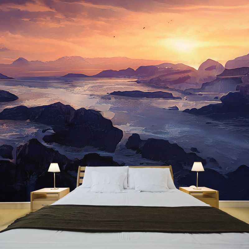 Modern Style Wall Mural Wallpaper Mountain Illustration Sitting Room Wall Mural