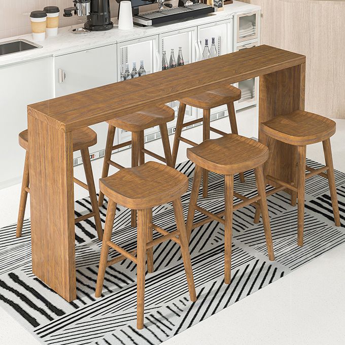 Luxury Rectangle Solid Wood Bar Table Set 1/4/5/7 Pieces Counter Table with Stools