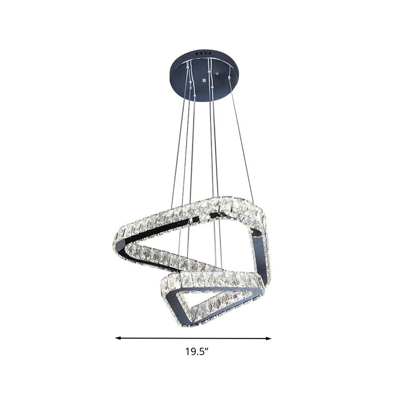 Lámpara colgante de LED minimalista de lámpara de araña de triángulo de cristal en níquel