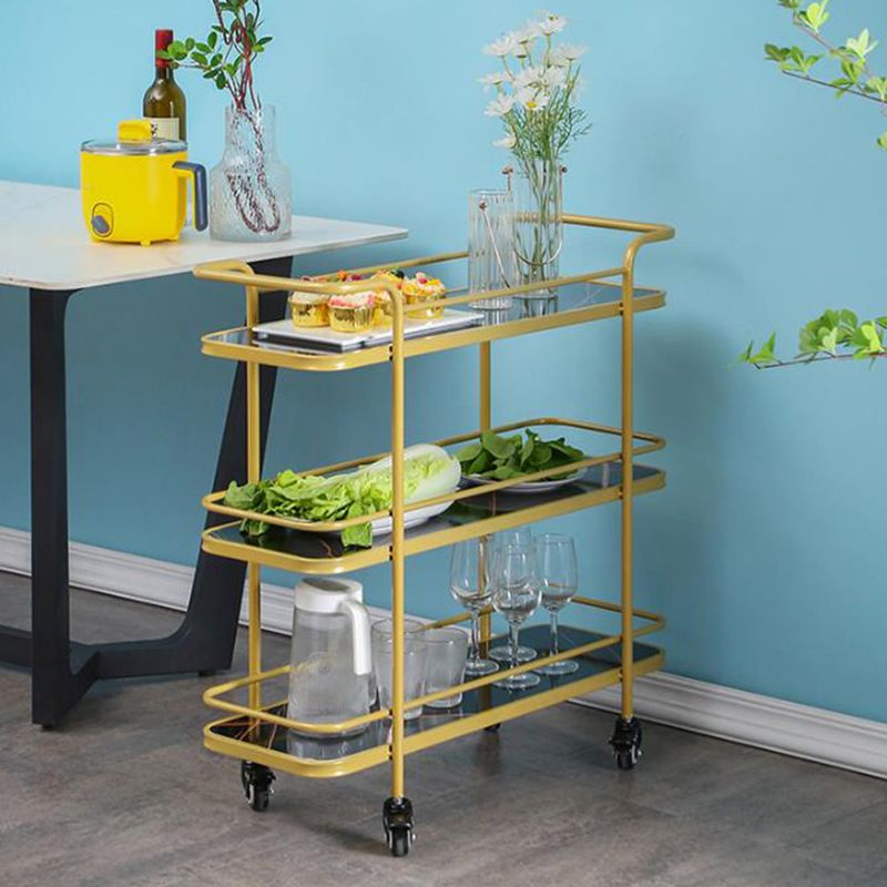 Modern Rolling Prep Table Metal Rectangular Prep Table for Home Use