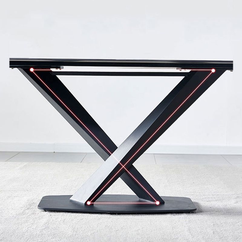 Contemporary Black Stone Dining Set 1/4/7 Pieces Rectangle Dining Table Set