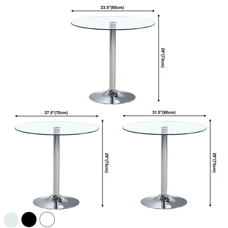 Round GlassTransparent Dining Table Simplicity Pedestal Table for Dining Room