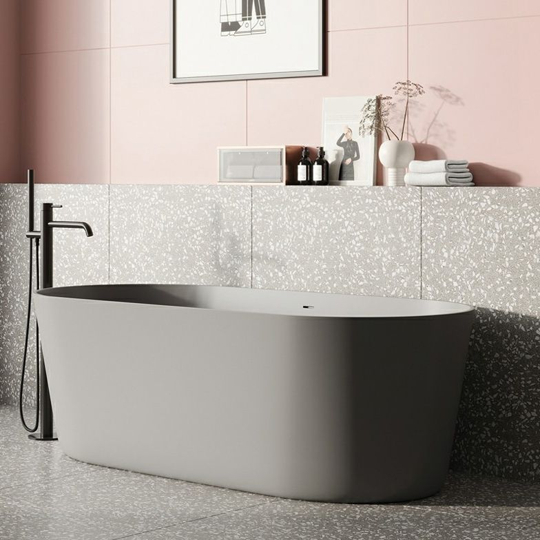 Freestanding Soaking Bathtub Oval Antique Finish Modern Bath Tub