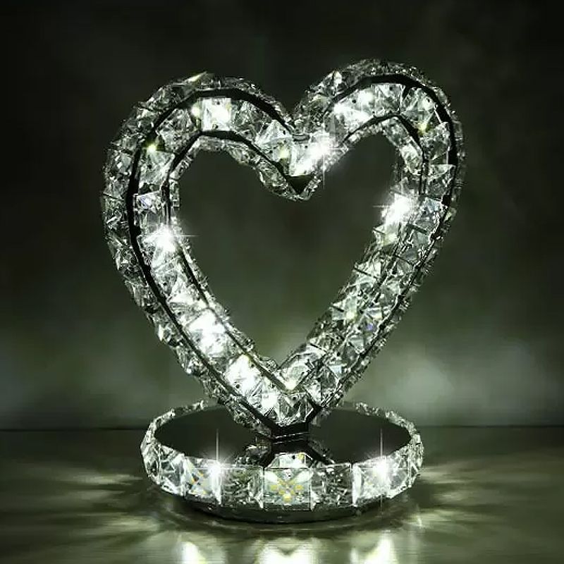 Crystal Encrusted Clear LED LAD LAMPAGGIO NOTTE CRESCENT/CIRCHE/AMORE CUORE Romantico Light tavolo moderno in luce calda/bianca