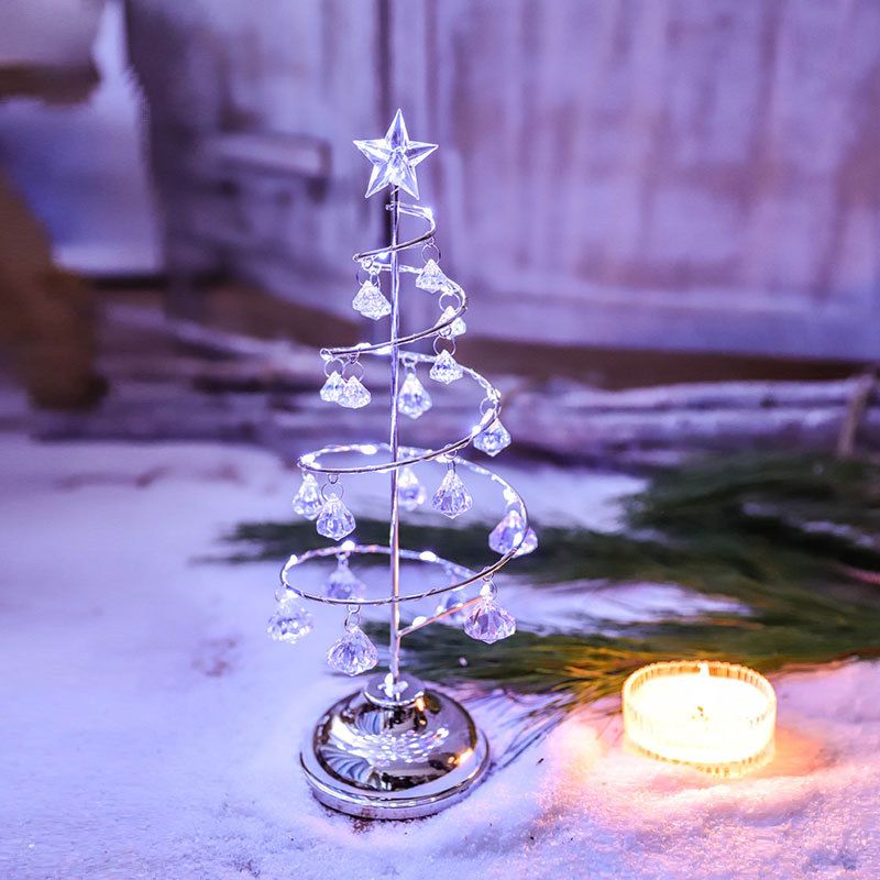 Lampada da tavolo per albero di Natale argento/oro Lampada da comodino moderna a LED in cristallo trasparente K9 per camera da letto