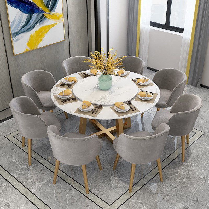 Iron and Slate Table Glam Style Simple Home Round Dining Table