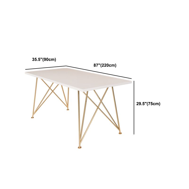 Rectangular Glam Writing Desk White Wooden Writing Desk with Metal Legs